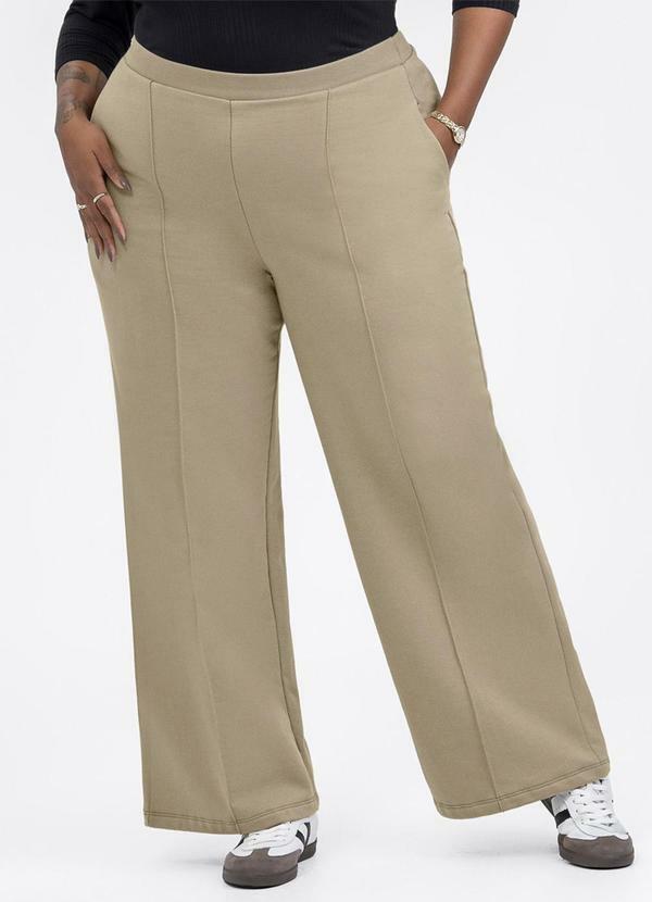 Calça Pantalona em Moletom Marrom