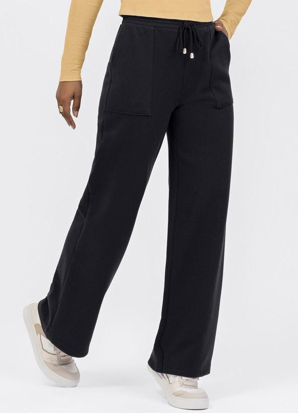 Calça Pantalona em Moletom Preto