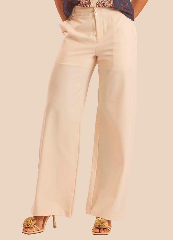 Calça Pantalona em Sarja Alfaiataria Branco
