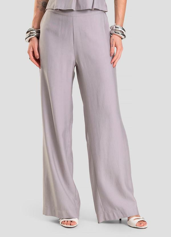 Vista 2 Calça Pantalona em Tecido Alfaiataria Cinza Dianna Dianna