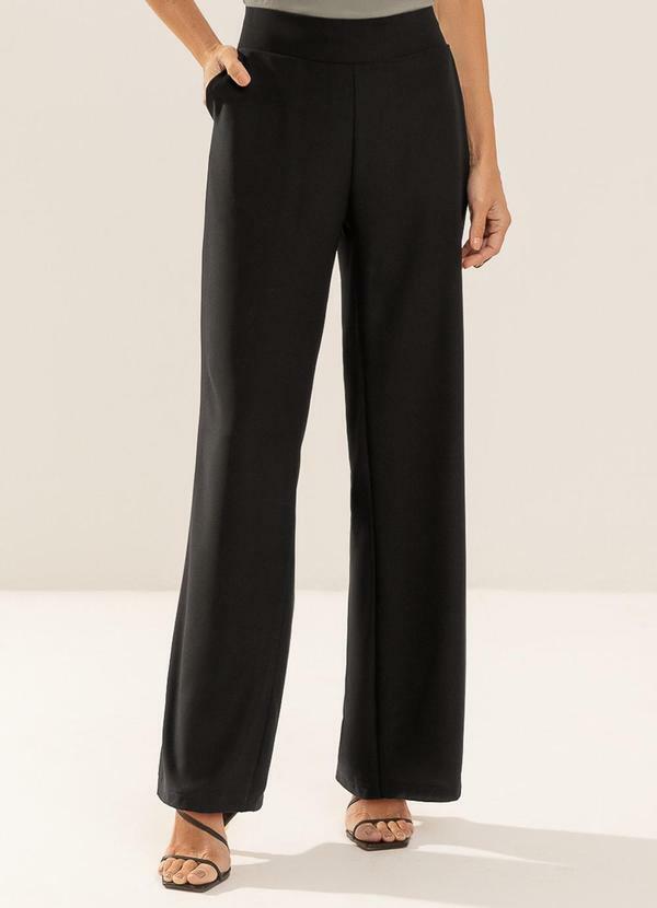 Calça Pantalona em Tecido Fluido Preto