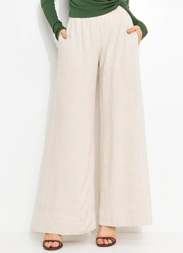 Vista 2 Calça Pantalona em ViscolinhoBege You Premium You Premium