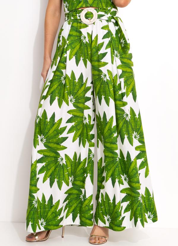 Calça Pantalona em Viscolinho Verde
