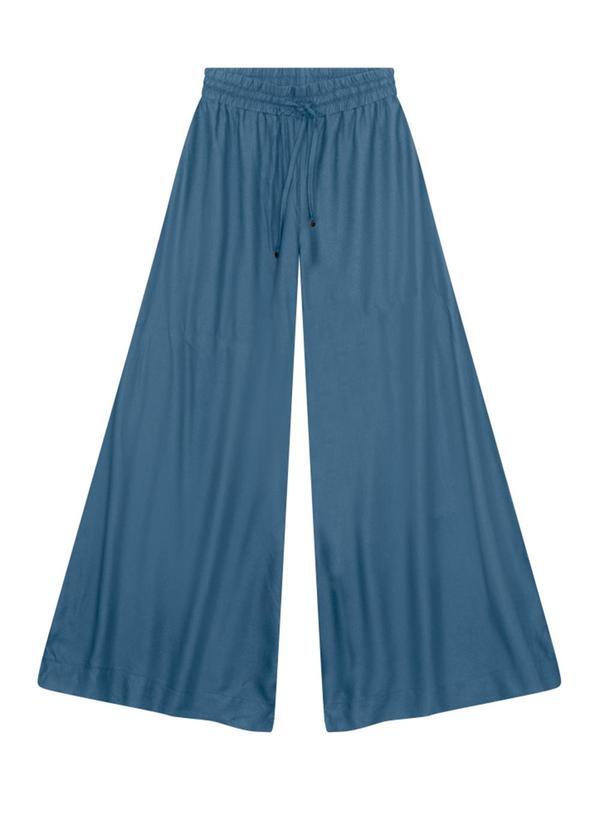 Calça Pantalona em Viscose Azul