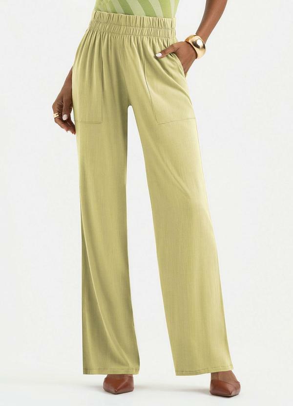 Vista 2 Calça Pantalona em Viscose Caramelo Cativa Cativa