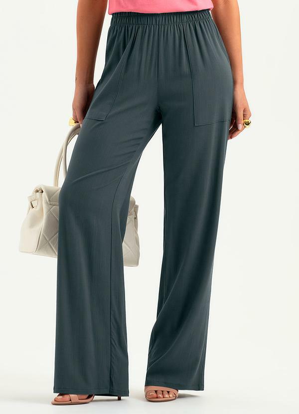 Vista 2 Calça Pantalona em Viscose Cinza Escuro Cativa Cativa