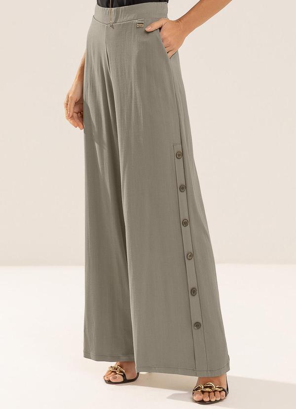 Calça Pantalona em Viscose com Elastano Cinza