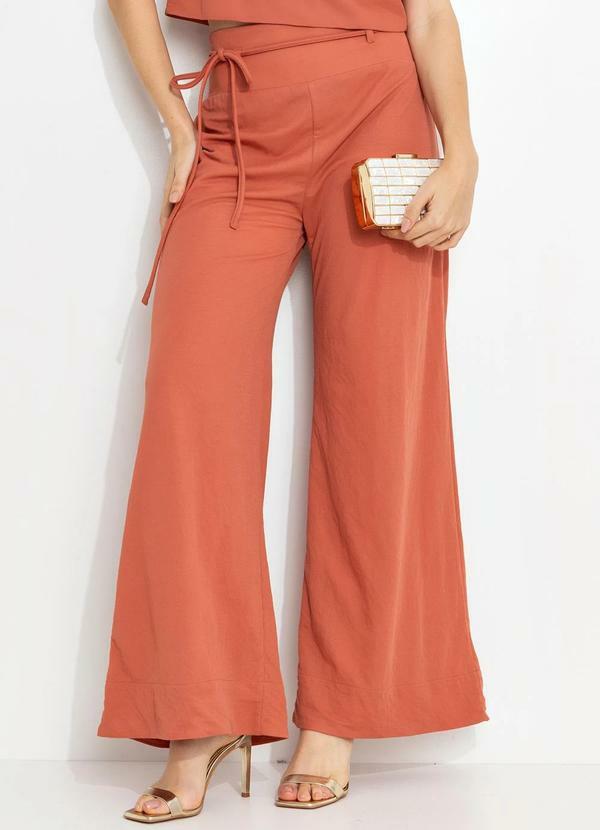 Calça Pantalona em ViscoseTerracota