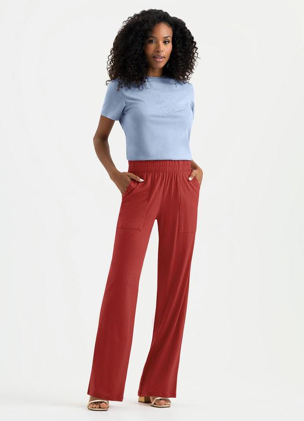 Vista 2 Calça Pantalona em Viscose Vermelho Cativa Cativa