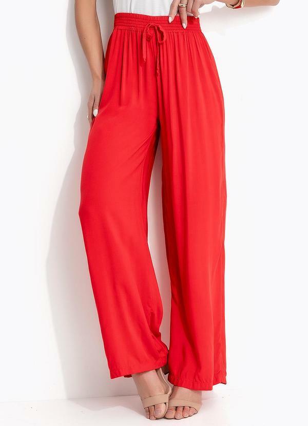 Calça Pantalona em Viscosse Vermelho