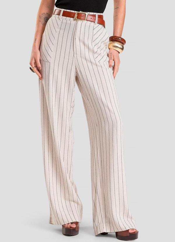 Calça Pantalona Feminina Bege