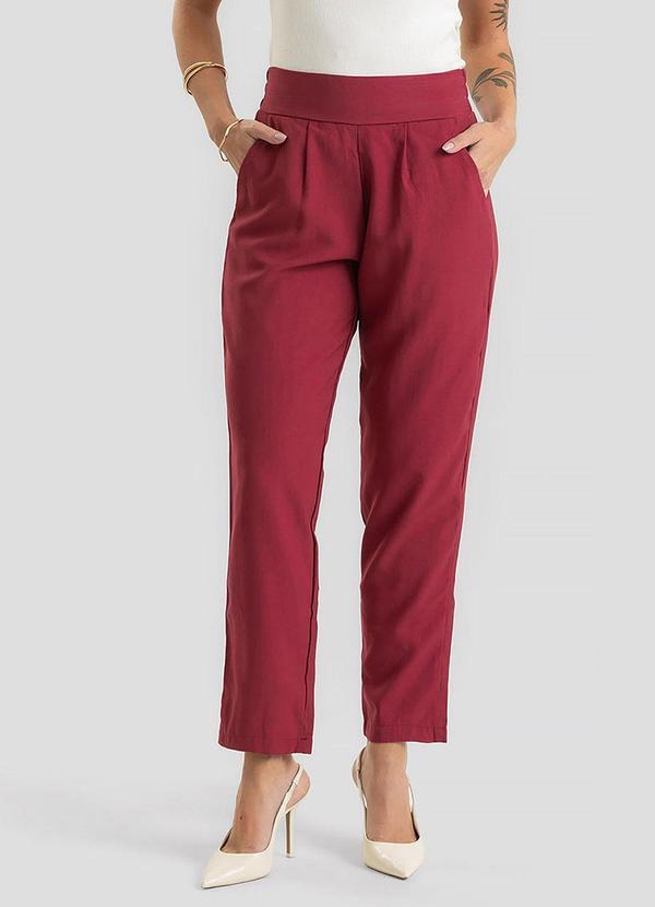 Calça Pantalona Feminina em Alfaiataria Vermelho