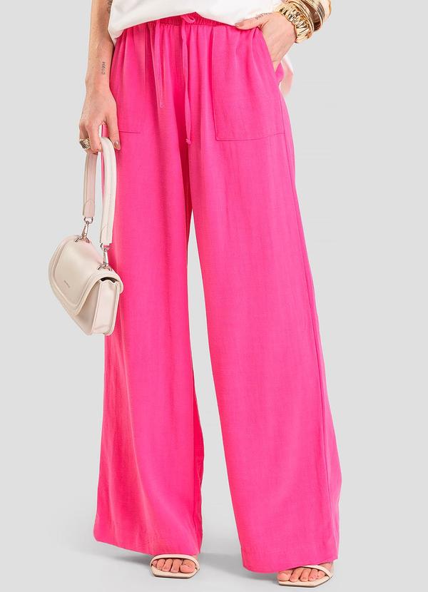 Calça Pantalona Feminina em Linho Rosa