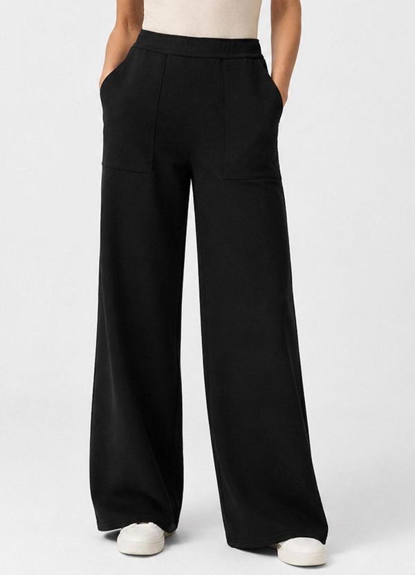 Calca Pantalona Feminina em Moletom Preto
