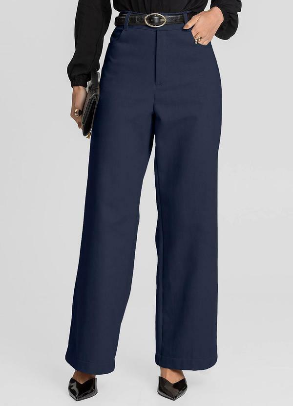 Calça Pantalona Feminina em Sarja Azul