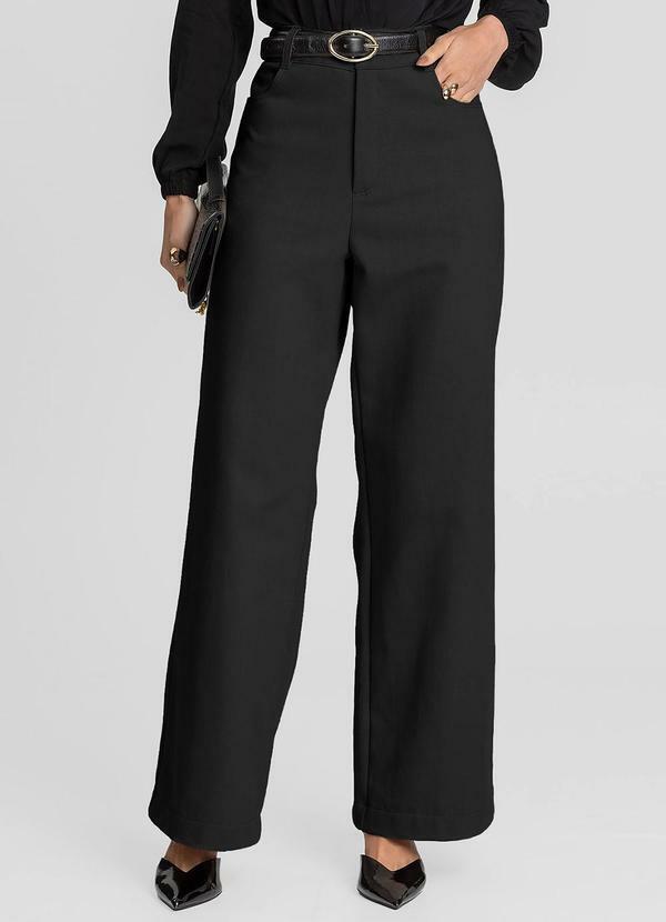 Calça Pantalona Feminina em Sarja Preto