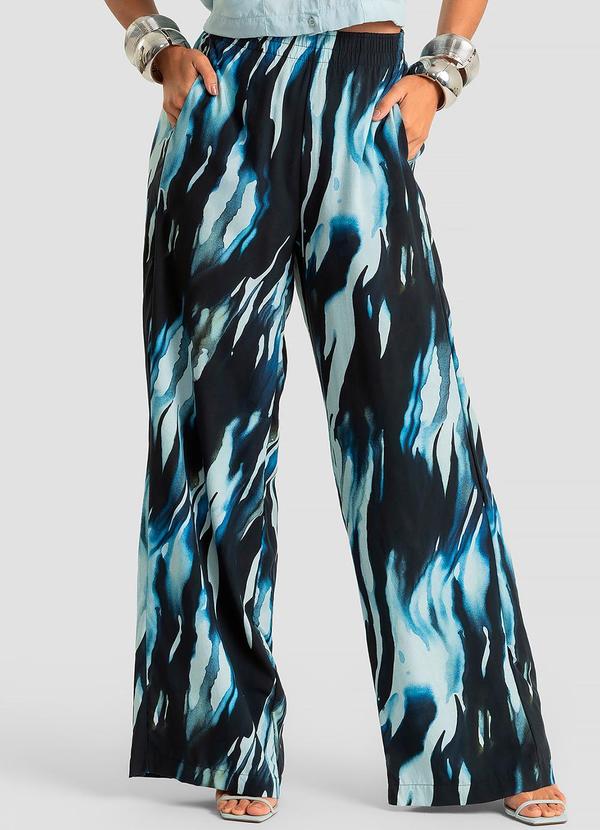 Calça Pantalona Feminina em Viscose Khyara Azul