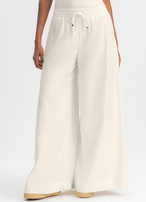 Calça Pantalona Feminina Sarjada Natural