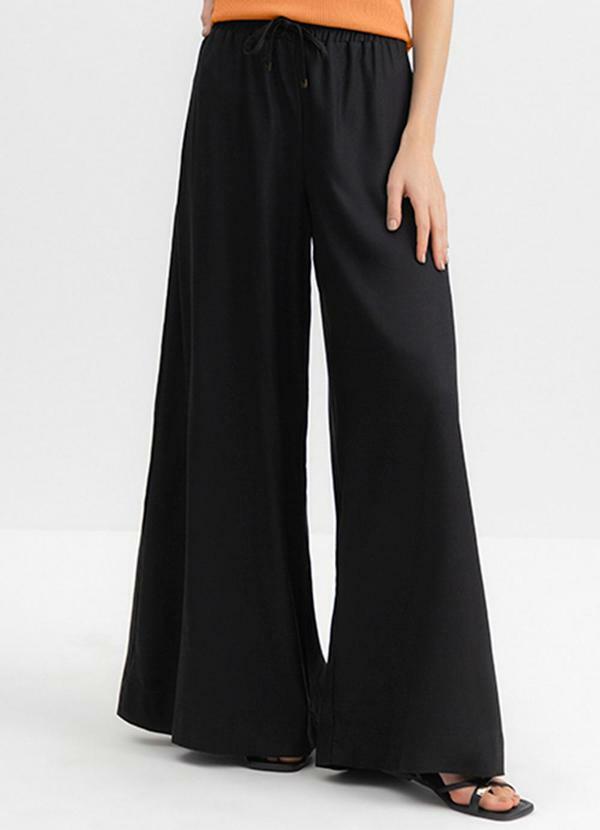 Calça Pantalona Feminina Sarjada Preto