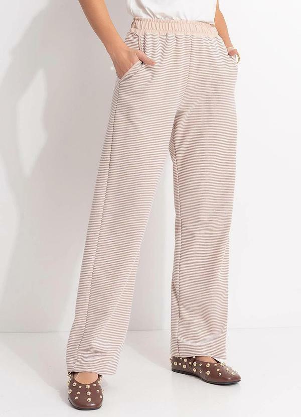 Calça Listrada em Malha Texturizada