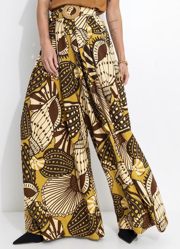Calça Pantalona Mistura de Caju Amarelo