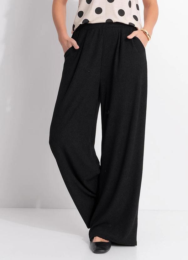 Calça Preta em Malha Cotelê