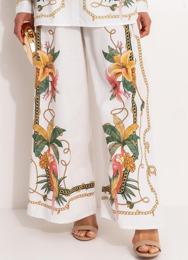 Calça Pantalona Riqueza Tropical Off White