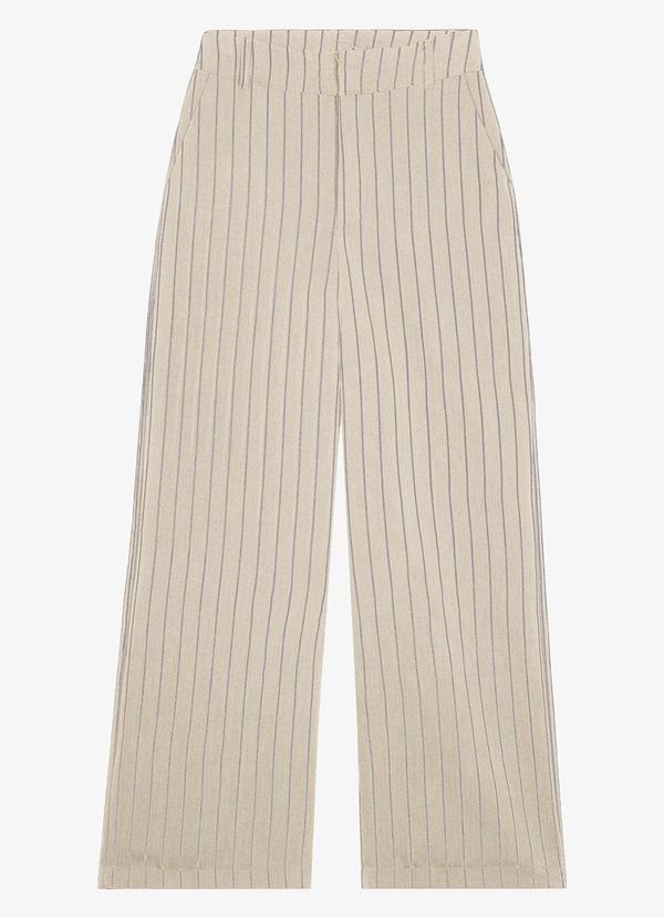 Calça Pantalona Twill Lurex Bege