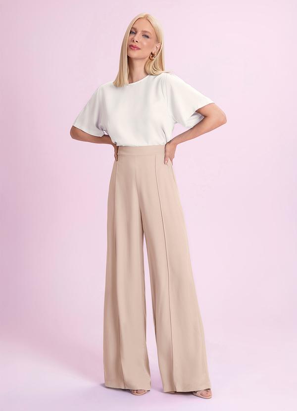 Calça Pantalona Viscose Essentials Bege