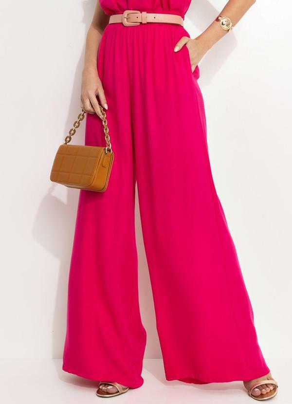 Calça Pink em Viscose Plana Sarjada