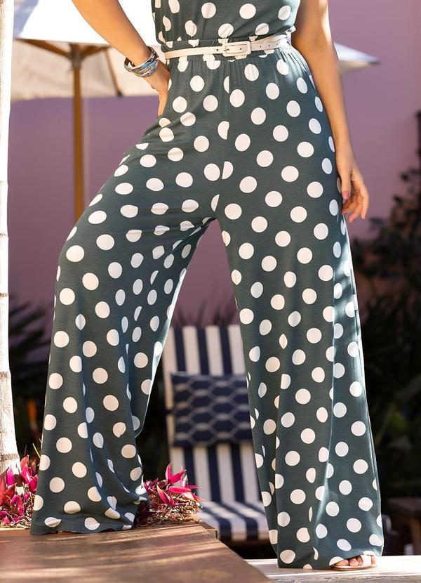 Calça Poá Grafite em Malha de Viscose