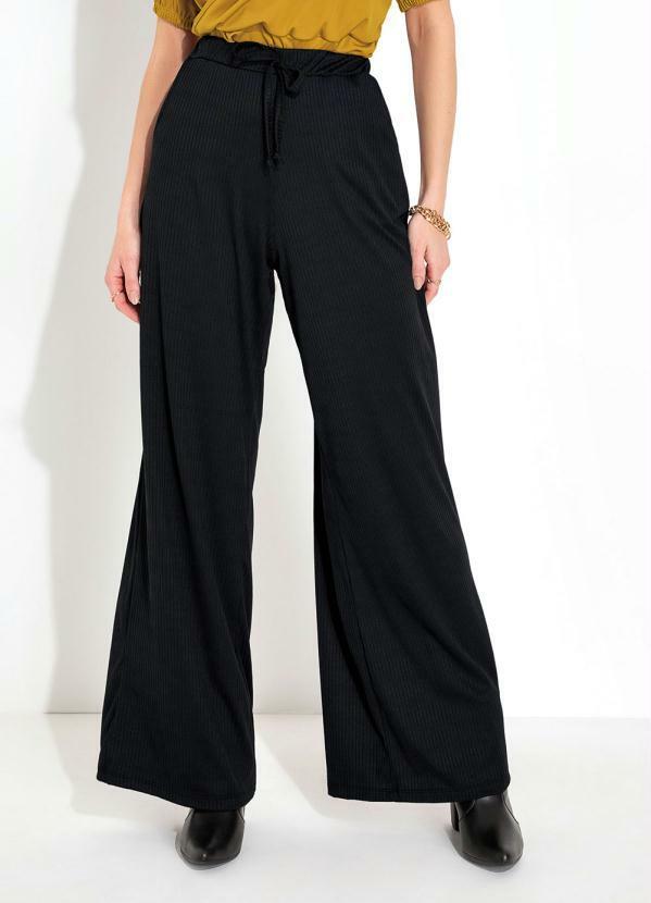 Vista 2 Calça Preta com Amarração e Bolsos Funcionais Moda Pop Moda Pop