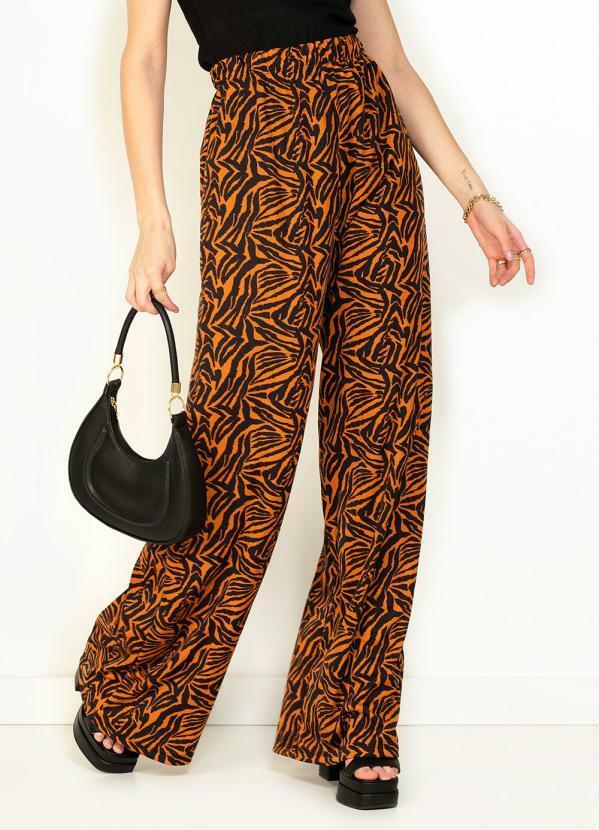 Vista 2 Calça Tigre Pantalona de Cintura Alta Moda Pop Moda Pop