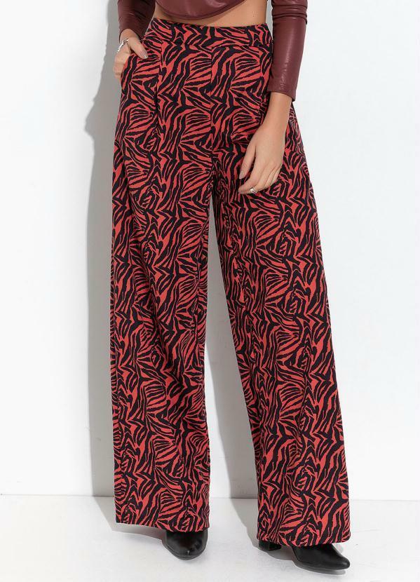 Vista 2 Calça Tigre Vermelha com Pregas na Cintura Moda Pop Moda Pop