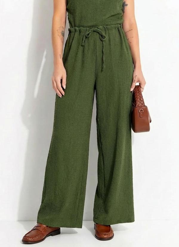 Calça Verde em Malha Texturizada