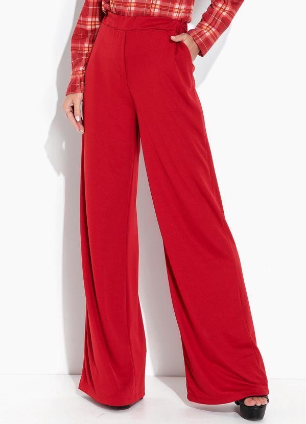 Vista 2 Calça Vermelha com Bolsos Funcionais Moda Pop Moda Pop