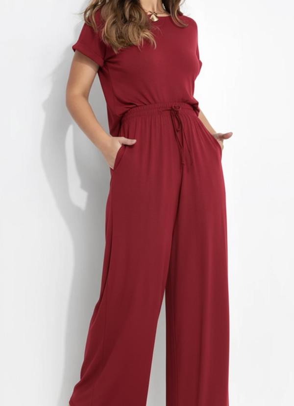 Calça Vermelha em Malha de Viscose