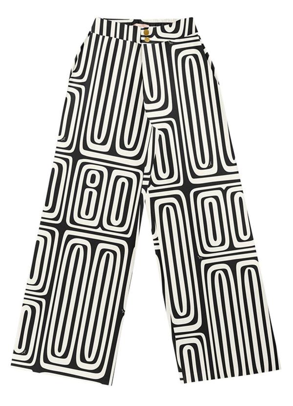 Calça Viscose Estampada Preto