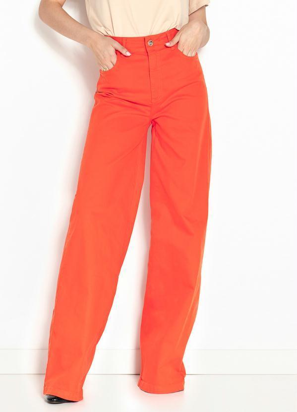 Vista 2 Calça Wide Leg de Sarja Laranja Colcci Colcci