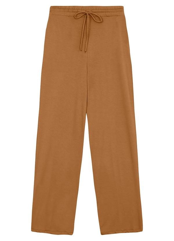 Calça Wide Leg em Moletinho Caramelo