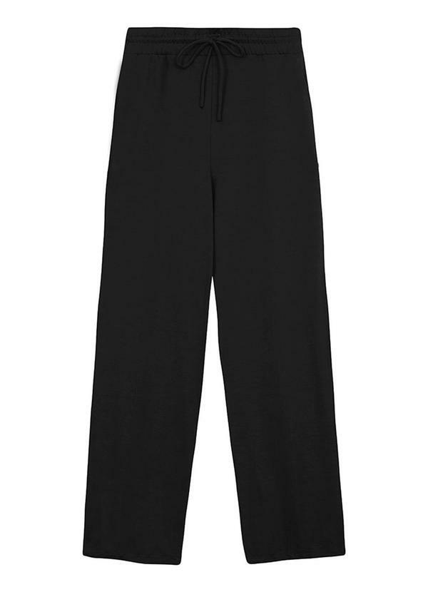 Calça Wide Leg em Moletinho Preto