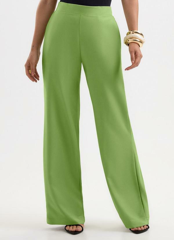 Calça Wide Leg em Viscose Verde