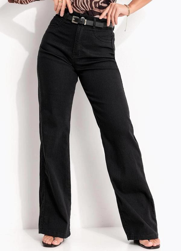 Calça Wide Leg Jeans Preto