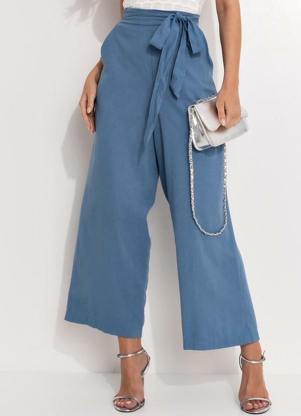 Calça Azul em Linho