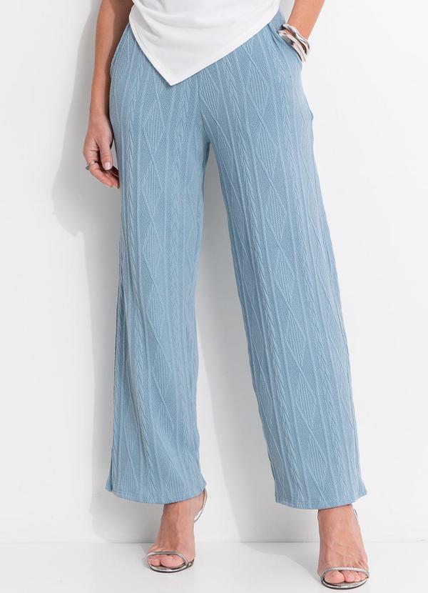 Calça Azul em Malha Jacquard