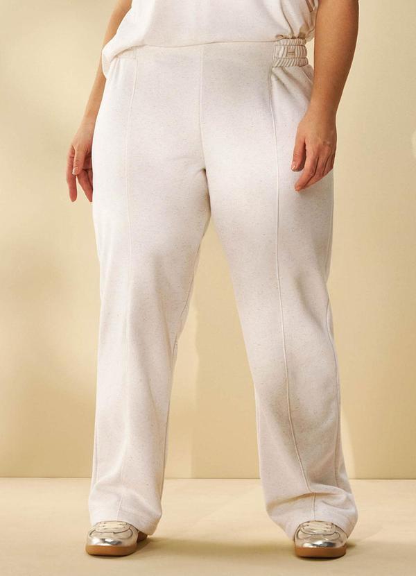 Calça Comfy Feminina Moletom Linho Bege