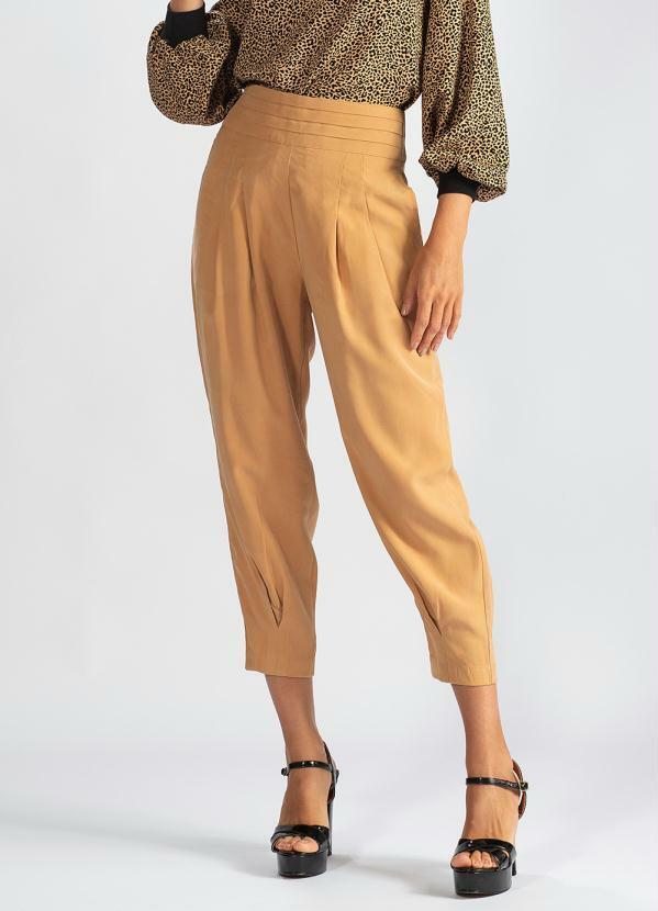 Calça de Viscose Sarjada Bege