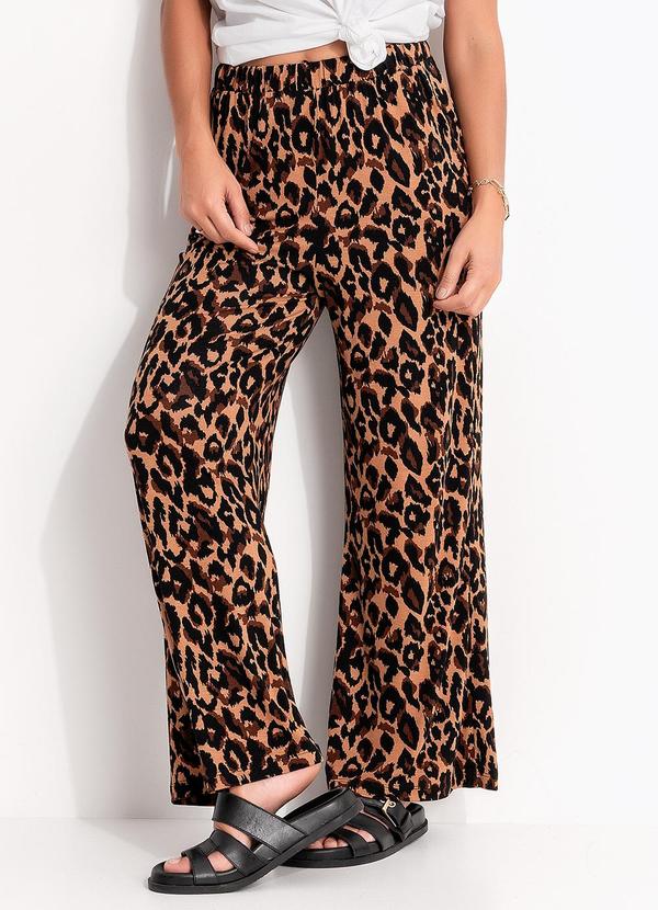 Calça Estampada Animal Print Marrom