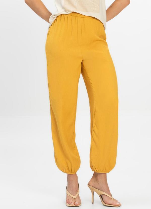 Calça Feminina Aladim em Tecido Viscose Amarelo