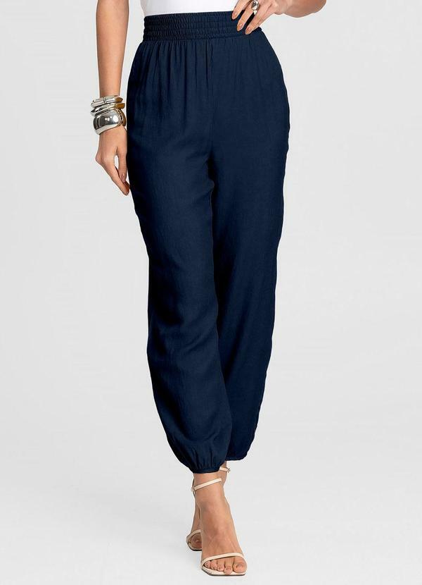 Calça Feminina Aladim em Tecido Viscose Azul
